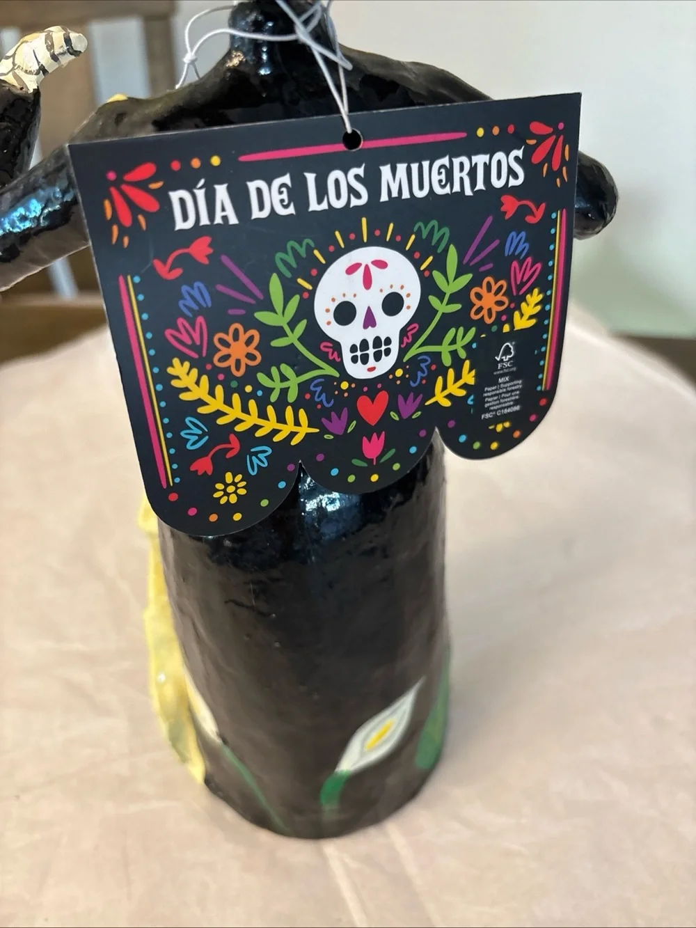 Mexican Skeleton Catrina Figure Day of the Dead Paper Mache 12”